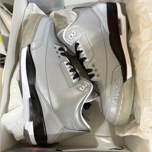 Jordan 3 (5lab3)Silver and Black Sneakers size 9.5m
